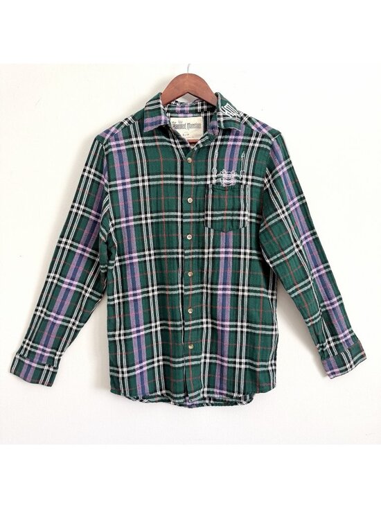 cakeworthy Tops - Disney Cakeworthy Haunted Mansion Green Plaid Shirt Button Down Size Small